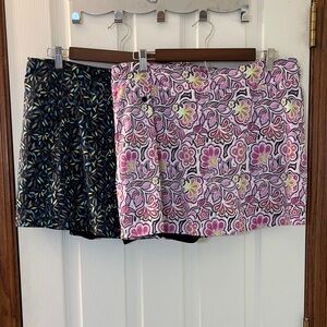 L.L. Bean 2 UPF 50 Stretchy Skorts Pink Floral & Black Floral Women’s Large